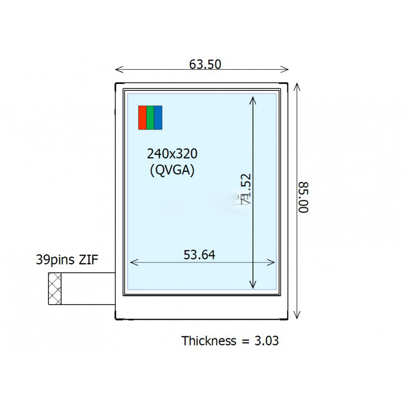 COM35H3P42ULC Ortustech  3.5inch 240×320 LCD DISPLAY